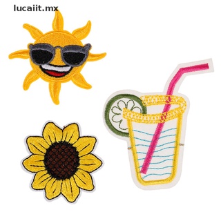 【lucaiit】 T shirt Embroidered patch Sunflower sun Applique iron on patches [MX]