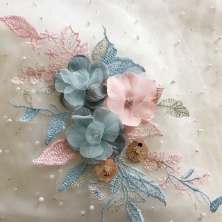 JANEGOOD CRAFT Vestido apliques Boda De encaje de flores Parche de coser Tela Escote de cuello Trim Ropa Bordado (4)