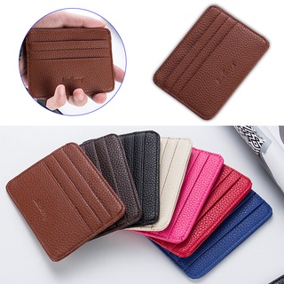 Fashion Women Slim Minimalist Wallet PU Leather Credit Card Holder Short Purse