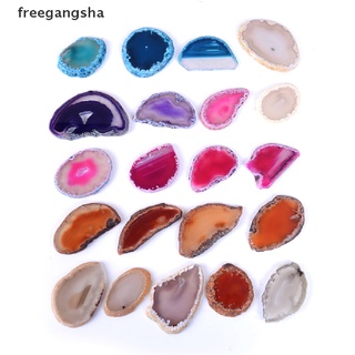 [Freegangsha] Agate polished irregular geode quartz crystal slice healing stone pendant decor YREB (7)