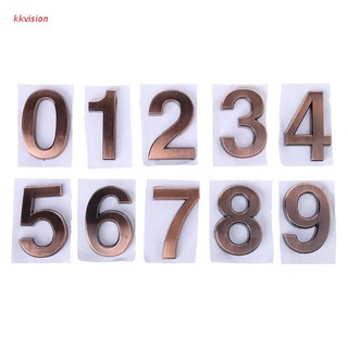 kkvision abs plástico bronce autoadhesivo 0-9 números de puerta personalizado casa dirección signo
