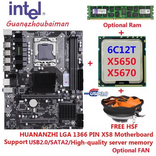 juego usado combo set/in intel xeon cpu+mobo+ram+hsf traje/paquete x58 con usb3.0 (soporte tarjetas gráficas serie rx) + 4g 8g ddr3 1333 pc-10600 o ddr3 1600 pc-12800 ram ecc memoria + lga 1366 x5670 x5650 12m l3 procesador+libre hsf (ventilador de cpu)