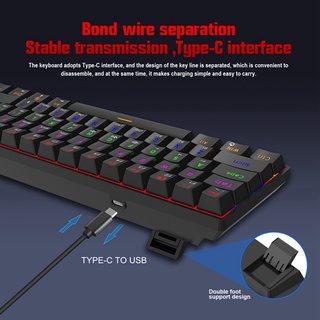 teclado mecánico para juegos de 61 teclas usb-c portátil bluetooth teclados para ordenador de oficina 2200mah larga duración de la batería azul (7)