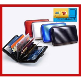 Sale868- cartera de aluminio para tarjetas de crédito, cajero automático, caja de tarjetas de nombre, color azul 5Ee6R7R-