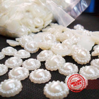 100pcs/lot Ivory Flower Shape Scrapbook Simulated Beads Button Sewing DIY Flower Acrylic Beads P1X1