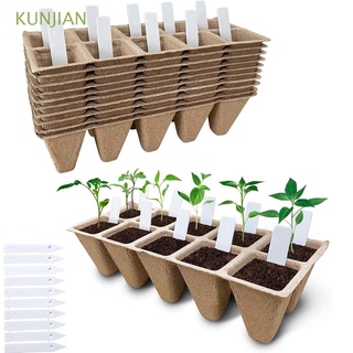 kunjian 10 bandejas de plántulas de jardín maceta de vivero bandeja de inicio de semillas planta biodegradable de propagación bonsai con etiquetas caja de cultivo de semillas
