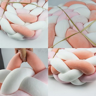 300/400cm Baby Bed Bumper Soft Knot Pillow Newborn Crib Bumper Bed Baby Cot Protector Plush Baby Bedding Cushion (3)