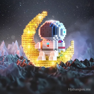 [Ready stock Ship Now]building blocks Astronaut Model with LED Light Spaceman on The Moon Mini block Set DIY Bricks Toys