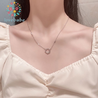 Lovebabe Temperament Diamond Round Silver Mini Pendant Necklace Korean Clavicle Chain Jewelry Fashion Accessories