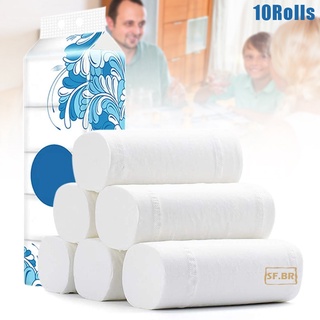 10 rollos de toallas de papel higiénico de 4 capas de papel higiénico suave para el baño en casa