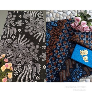 Batik tela impresión medidor motivo seno kawung azul