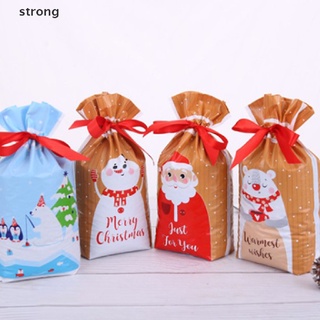 [ng] 50/100pcs bolsa de regalo de navidad con cordón embalaje de caramelo galletas turrón embalaje. (4)