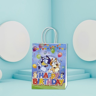 ready stock 5 unids/set bluey theme bolsa de papel bolsa de compras bolsa de regalo bolsa de venta al por menor (7)