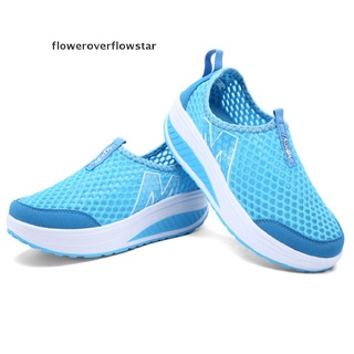 Floweroverflowstar Womens Trainers Breathable Mesh Sneakers Slip On Comfort Walking Shoes Air Cushi FFS