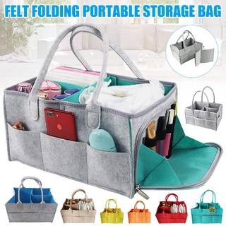 Protable Foldable Felt Diaper Bag Kids Baby Clothes Toys Diaper Storage Organizer Mummy Pouch Tote Nursery Bag
