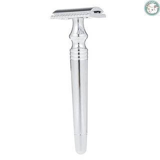 (w07) maquinilla de afeitar de doble borde de acero inoxidable manual de afeitar de afeitar mango largo tradicional maquinilla de afeitar