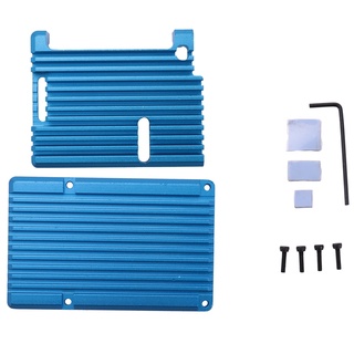 carcasa protectora de aleación de aluminio cnc carcasa metálica compatible con raspberry pi 4 (azul)