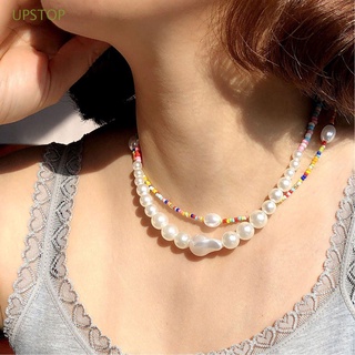 upstop collar colorido para mujeres/niñas/joyería con cuentas/collar de perlas de moda para mujer/choker bohemio/multicolor