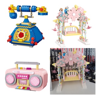Loz Mini Building Blocks Creative Sakura Swing Radio Retro Telephone Relaxing Toys for Kids Birthday Gift