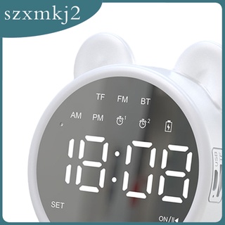 [shasha] altavoz inalámbrico bluetooth reloj despertador 1200mah pantalla digital portátil inteligente ajuste de brillo dual reloj despertador para