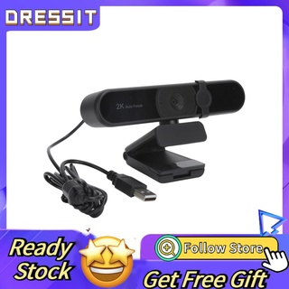 Dressit C55A 2K HD cámara con cubierta de lente micrófono incorporado USB ordenador Webcam para grabación de vídeo