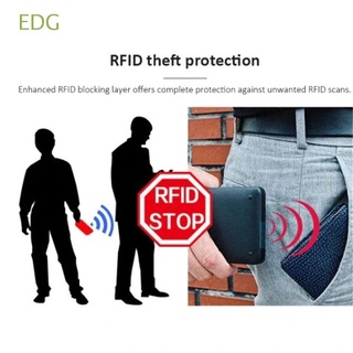 EDG Automático Monedero protector de identificación Metal Tarjetero para tarjetas de crédito Bolsa para tarjetas RFID Cartera Hombres de negocios Surgir Cepillo antirrobo Bloqueo RFID/Multicolor