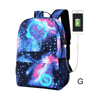 Impermeable luminoso Anime portátil portátil mochila antirrobo bolsa escolar con puerto de carga USB
