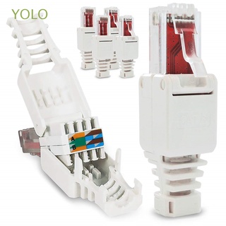 yolo 8p8c rj45 conector sin crimpado cat6 conectores de enchufe portátil poe sin herramienta cctv cable ethernet cabeza de cristal/multicolor (1)