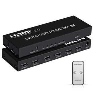 4K @ 60Hz 2x4 HDMI 2.0 Interruptor Divisor SPDIF Audio 3.5 Mm Y Escalador 2 En 4 Fuera Con Soporte Remoto 4K 3D HDMI2.0 HDCP2.2