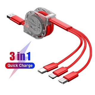 FINTOO telescópico 3 en 1 Cable de carga rápida tipo C/ Lightning iPhone/Cable Micro USB
