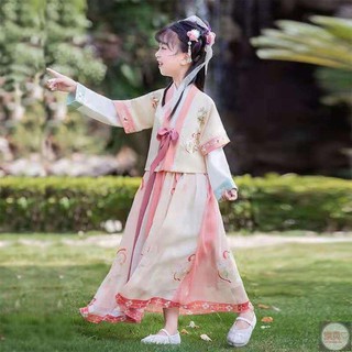 Disfraz de niña de Hanfu pequeña chica super hada falda estilo vestido otoño e invierno niños viento antiguo Tang traje
