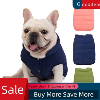 Gooditem Bulldog Color sólido chaleco de algodón botón cierre Chamarra perro ropa mascota suministros