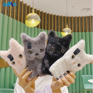 Funda del teléfono para gato de piel de felpa caso del teléfono Huawei Y7A Y6 Y9 Pro Prime 2019 Nova 5T 7i 7 7SE 2020 2021 lindo gato cubierta