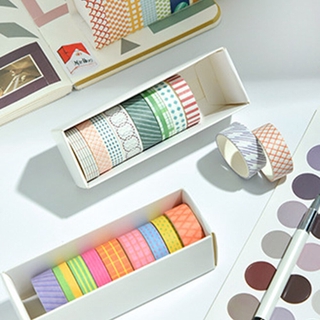 10 rollo/set de colores de la rejilla de puntos Washi cinta Collage decoración cintas de enmascaramiento DIY papelería pegatina (6)