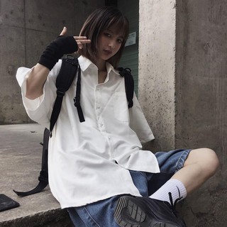 Camisa de manga corta mujer estudiante versión coreana suelta color sólido japonés retro ins tooling wild [ins]chaoyufushi.my21.09.01 (2)