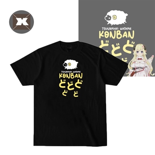 Hololive Vtuber T-shirt Tsunomaki Watame Cosplay Tops Short Sleeve Casual Loose Unisex Anime Black Round Neck Tee Shirt