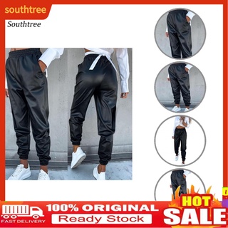 southtree elegante casual pantalones bolsillos sueltos pantalones largos de color sólido ropa de mujer