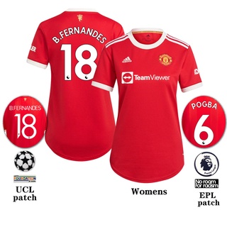Jersey/Camisa de fútbol 2021-2022 Manchester United para mujer en casa talla S-XXL añadir nombre y parche 21/22 Jersey de fútbol