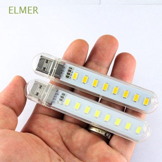 ELMER Gadget iluminación USB luz U disco forma 8 Leds lámpara LED Mini blanco/cálido blanco luz de noche con cubierta de alimentación móvil para PC de escritorio portátil portátil lectura luz de noche/Multicolor