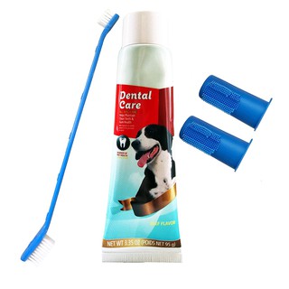 Kit de Pasta de dientes para Perro Gato con Cepillo y Dedales (4)