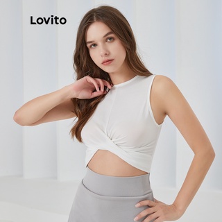 Lovito Top Deportivo Twist Liso Slim Fit Transpirable L04014 (Blanco) (4)