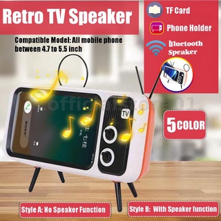 Retro TV Mini Soporte Portátil Inalámbrico Bluetooth Super Bass Altavoz Teléfono Titular Para De 4.7-5.5 Pulgadas