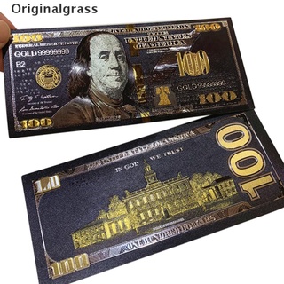 Originalgrass antiguo negro lámina de oro USD 100 moneda dólares conmemorativos billetes decoración mi
