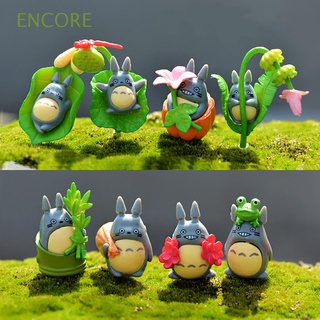 ENCORE Lindo Figurilla en miniatura Oficina Decoración Bonsai Micro paisaje Miniatura Artesanía Mi vecino Totoro 8 piezas Anime japonés Modelo Totoro Adorno de jardín de hadas