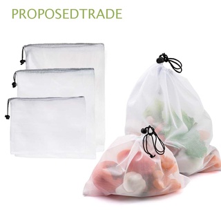 propuestotrade ecológico bolsas de malla de almacenamiento juguetes bolsas de verduras bolsa de almacenamiento de poliéster cocina malla artículos de frutas bolsas lavables productos bolsas