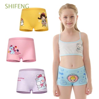 shifeng 4 unids/lote niños bragas suave calzoncillos boxeador ropa interior de dibujos animados encantador cómodo niñas niños transpirable algodón