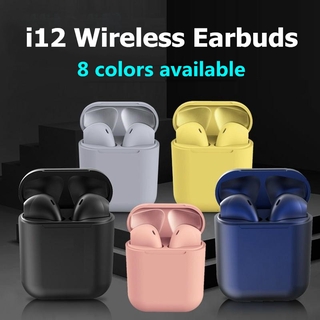 i12 TWS auriculares inalámbricos Bluetooth Airpods Macaron Earpods Control táctil Inpods 12 auriculares inalámbricos mate Mini lindo Airpods para Android deportes V5.0 auriculares Bluetooth con caja de carga (8 colores
