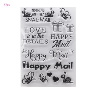 Kiss Happy Mail bloque de sello de silicona transparente sello de goma transparente bloques de estampado para Scrapbooking adornos manualidades