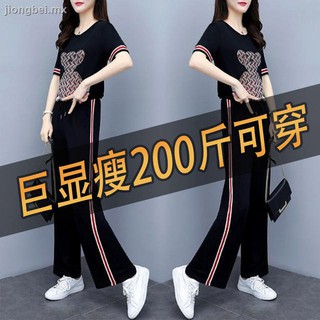Productos europeos 2021 verano nuevo de pierna ancha pantalones traje mujer oso de manga corta T-shirt de dos piezas estilo occidental delgada tendencia de la moda