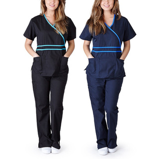 [valen] mujeres manga corta cuello en v tops+pantalones de enfermería uniforme de trabajo conjunto traje